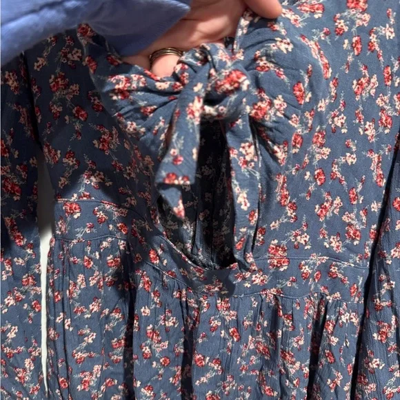 American Eagle Outfitters Blue Floral Midi Dress - Picture 2 of 4